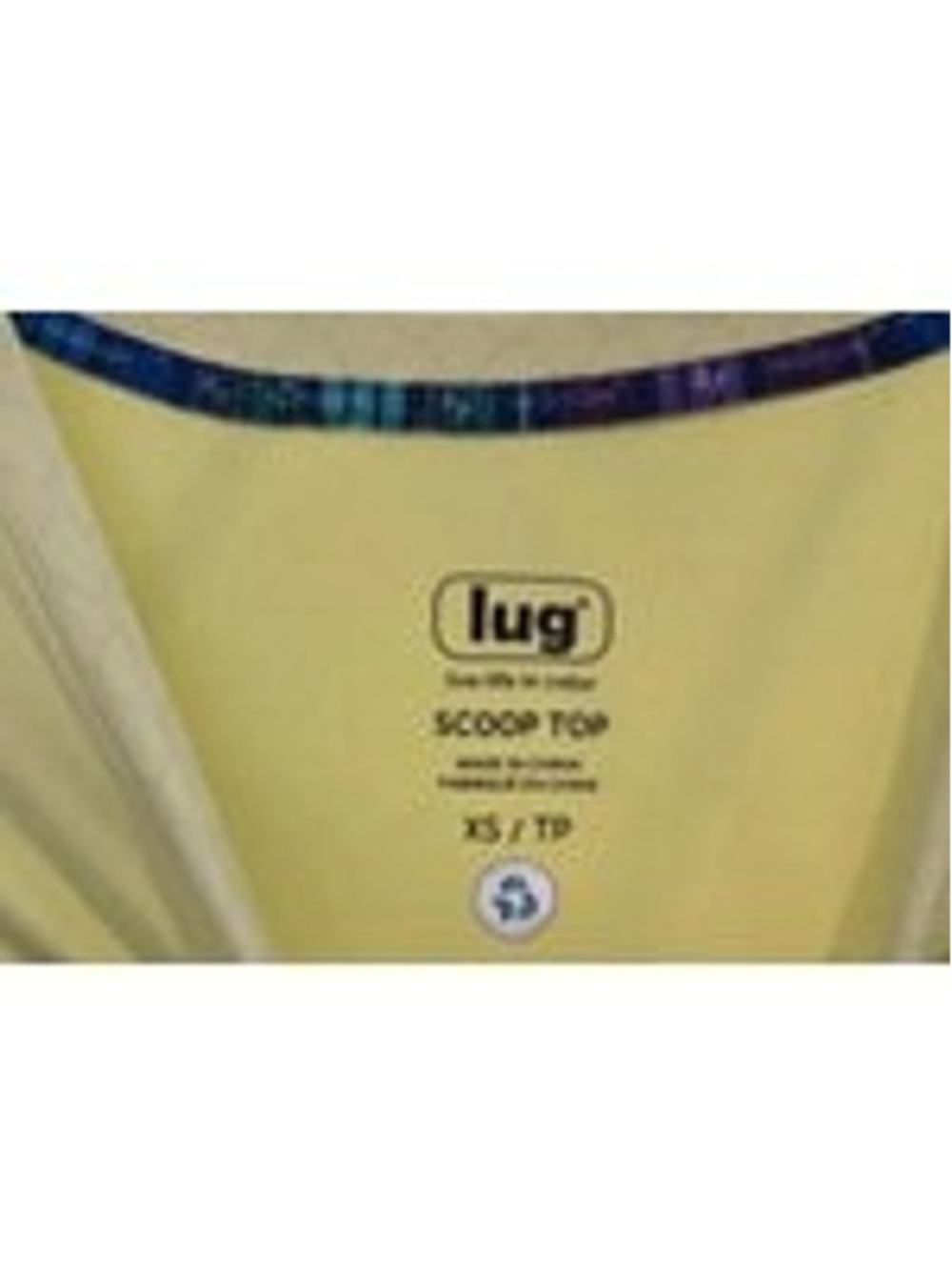 Women's Lug Yellow Scoop Top Short Sleeve Tee XS with Blue Trim - Picture 3 of 16